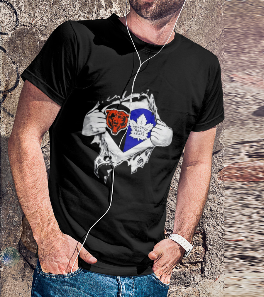 Bears Toronto Maple Leafs Heart Ripping Open Concept T-Shirt