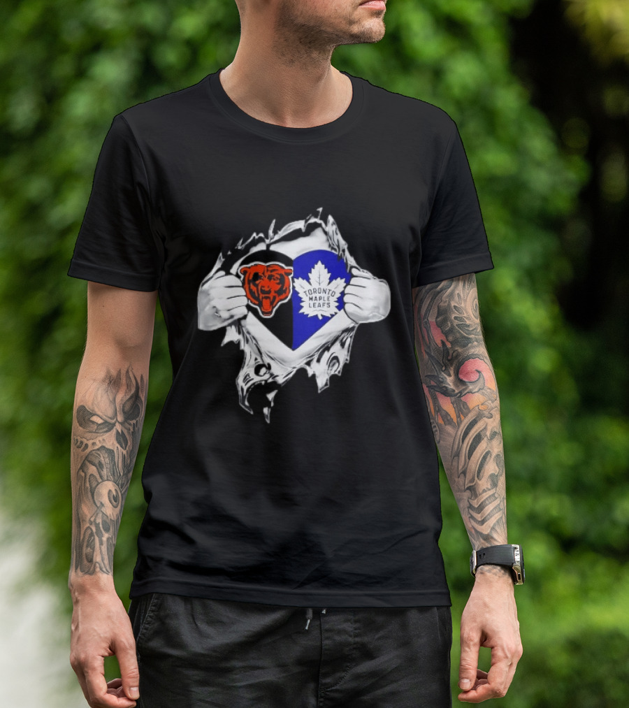 Bears Toronto Maple Leafs Heart Ripping Open Concept T-Shirt