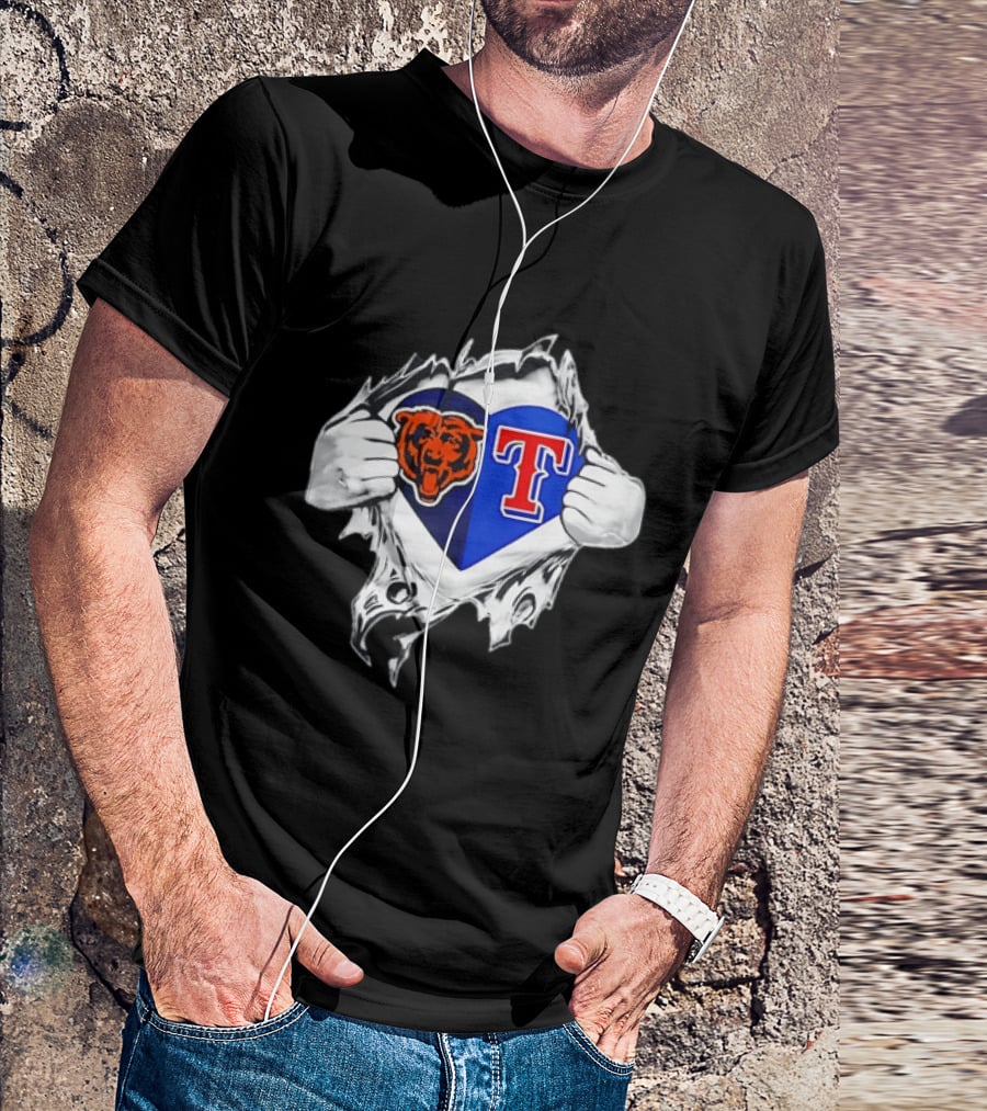 Chicago Bears And Texas Rangers Heart T-Shirt