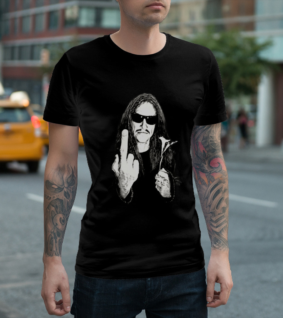 Cliff Burton Middle Finger Black And White Sunglasses Lily Flower T-Shirt