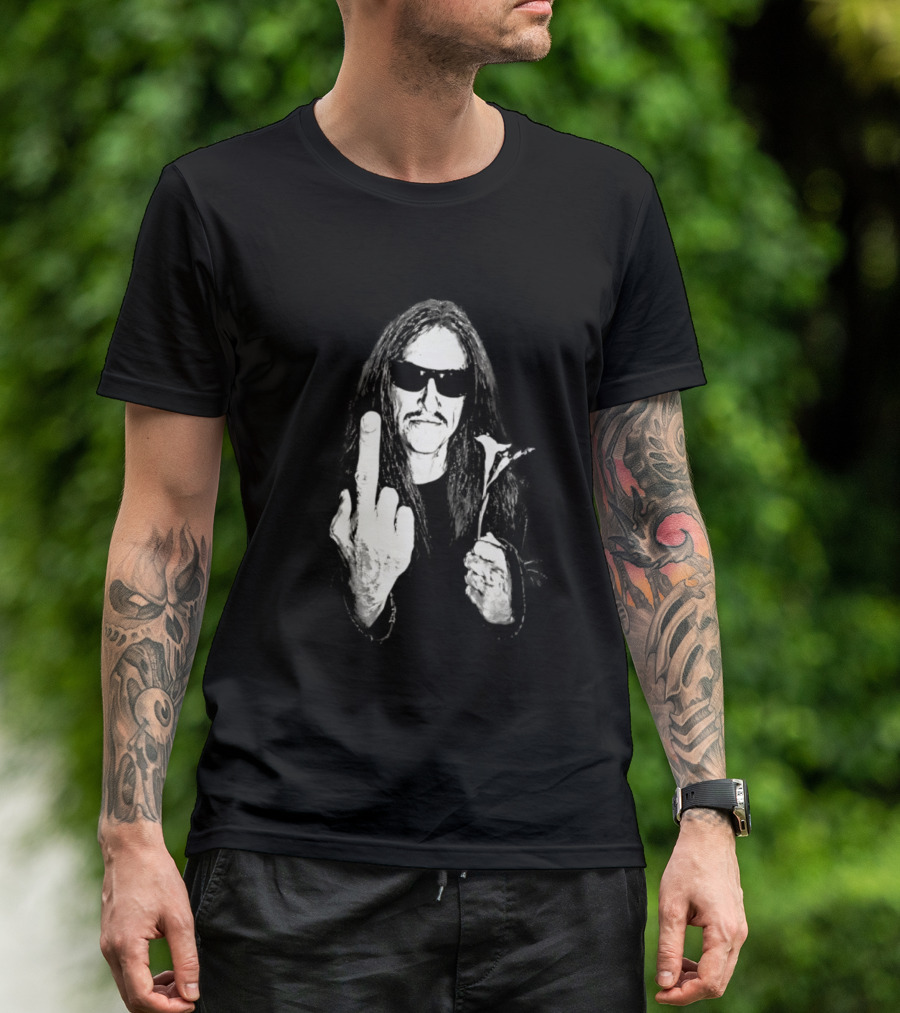 Cliff Burton Middle Finger Black And White Sunglasses Lily Flower T-Shirt