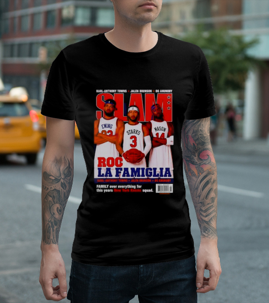 SLAM Magazine Roc La Famiglia Karl Anthony Towns Jalen Brunson OG Anunoby New York Knicks T-Shirt