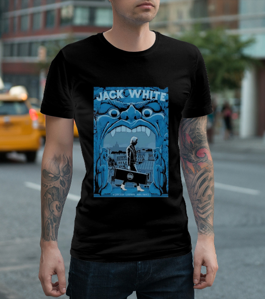 Jack White L'Olympia Paris France June 14 2026 Concert Imagery Blue Gargoyle T-Shirt