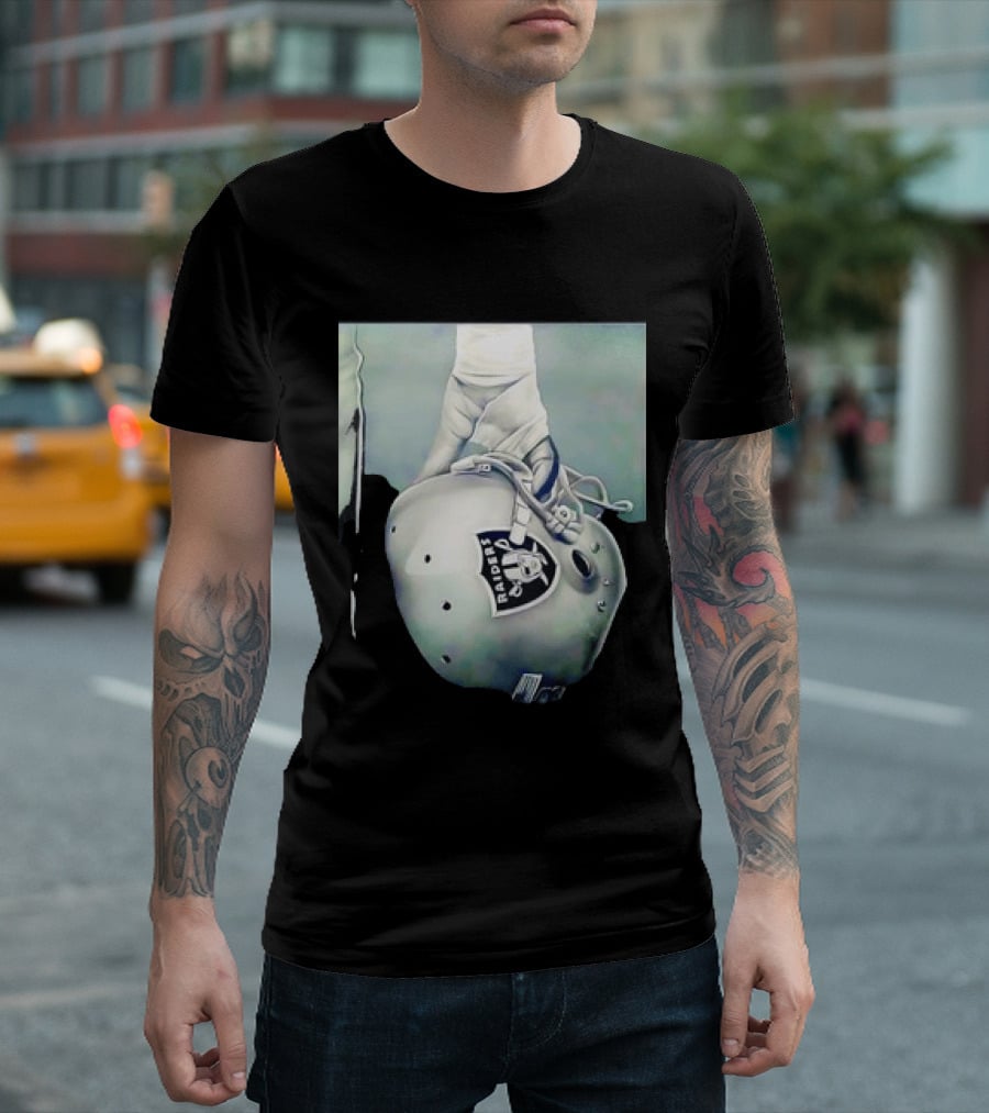 Las Vegas Raiders Football Helmet Hand Wrap Player Representation T-Shirt