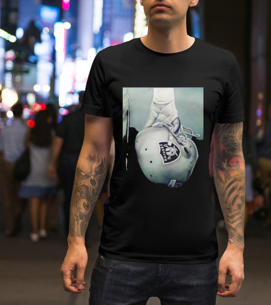 Las Vegas Raiders Football Helmet Hand Wrap Player Representation T-Shirt