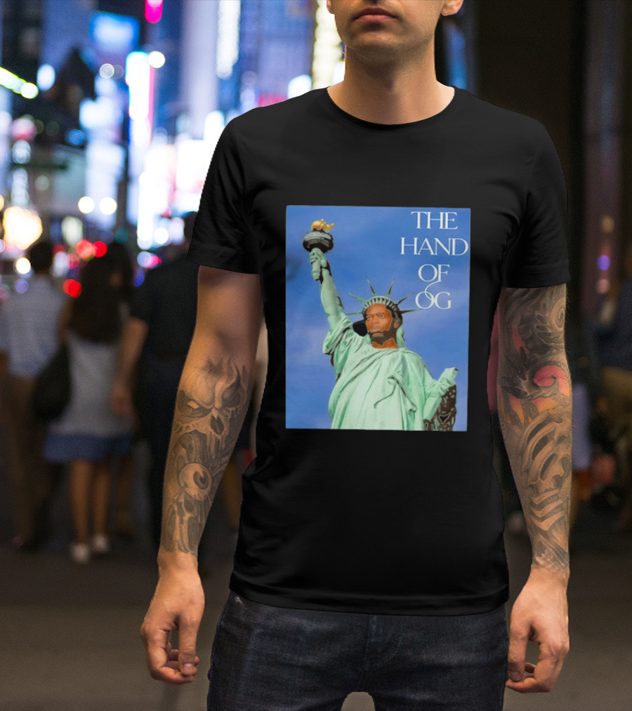 OG Anunoby New York Knicks The Hand Of OG Statue Liberty Fusion T-Shirt