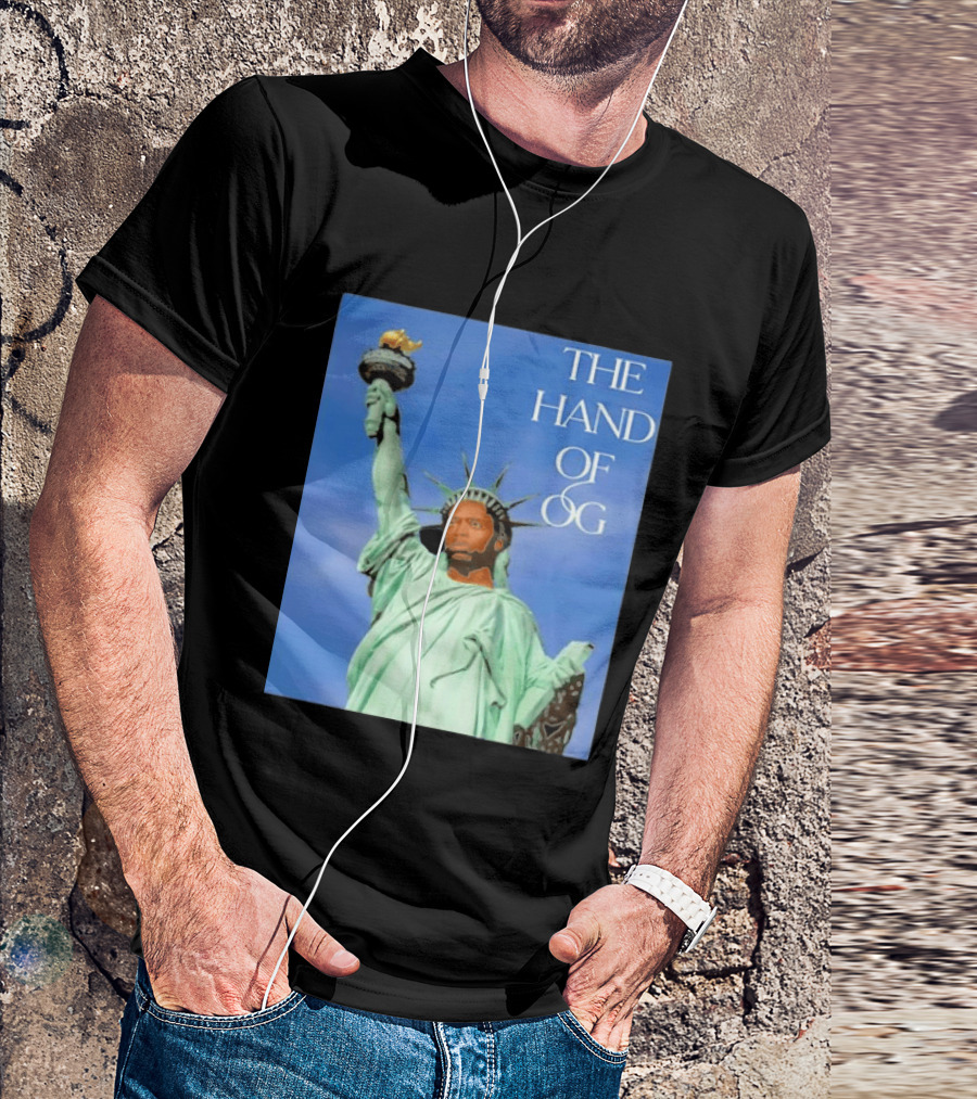 OG Anunoby New York Knicks The Hand Of OG Statue Liberty Fusion T-Shirt