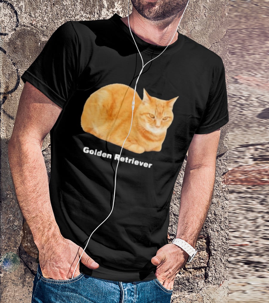 Orange Tabby Cat Golden Retriever Sarcastic Meme Humor T-Shirt