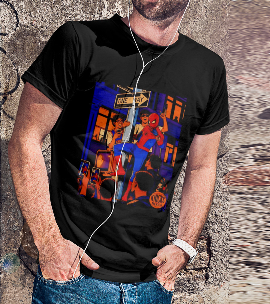 Spider Man One Way New York Knicks Mexico Dept Of Transportation T-Shirt