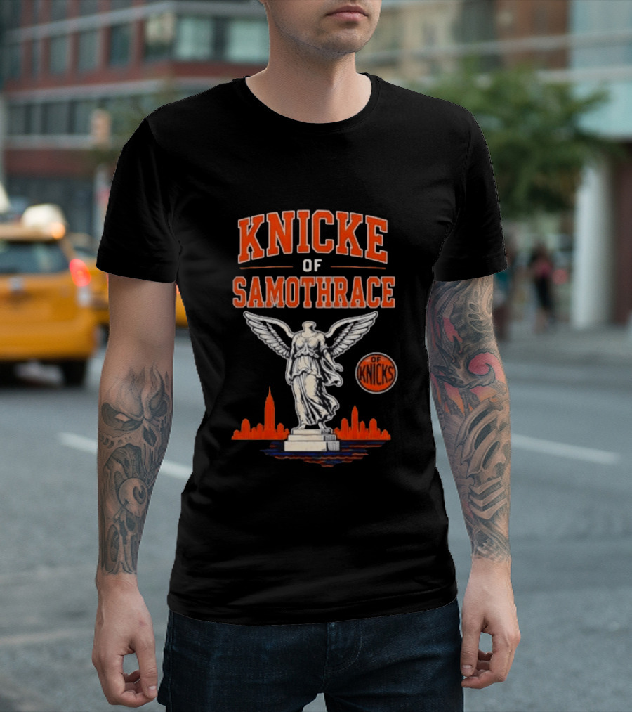 Knicks Of Samothrace Winged Victory Statue Basketball Skyline T-Shirt
