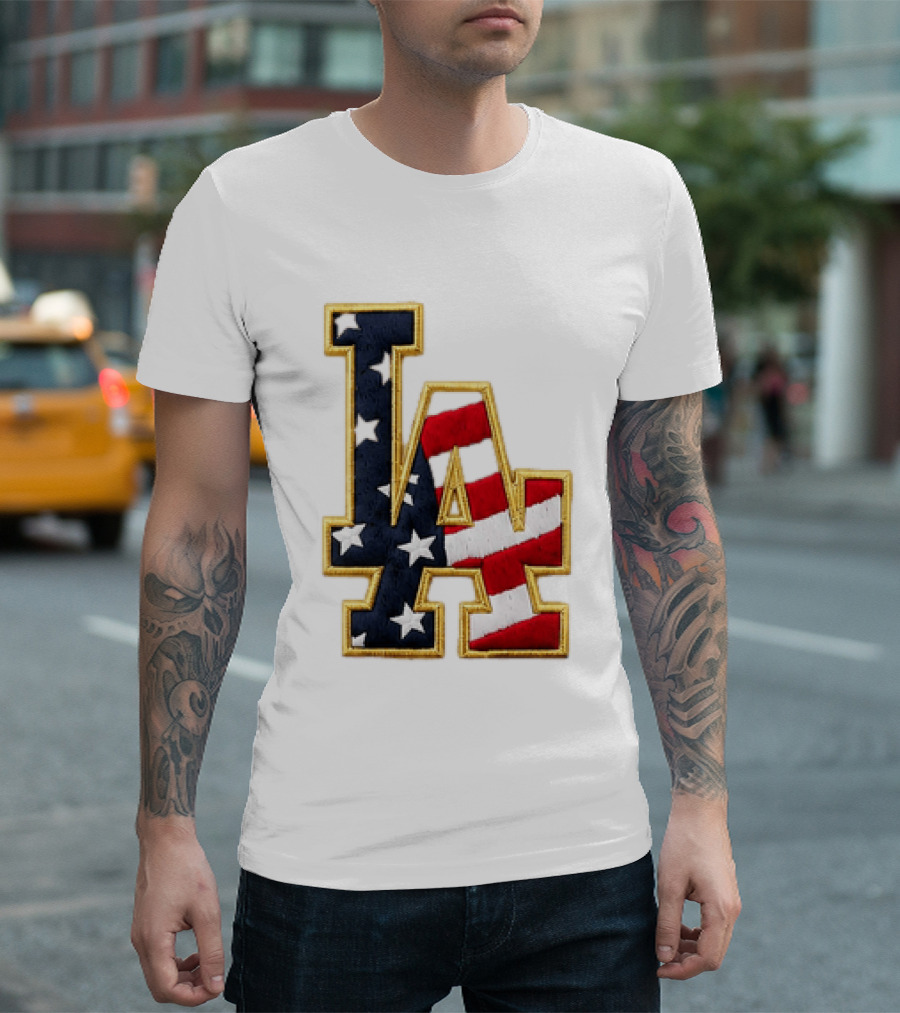 2026 Dodgers 4th Of July LA Stars Stripes T-Shirt