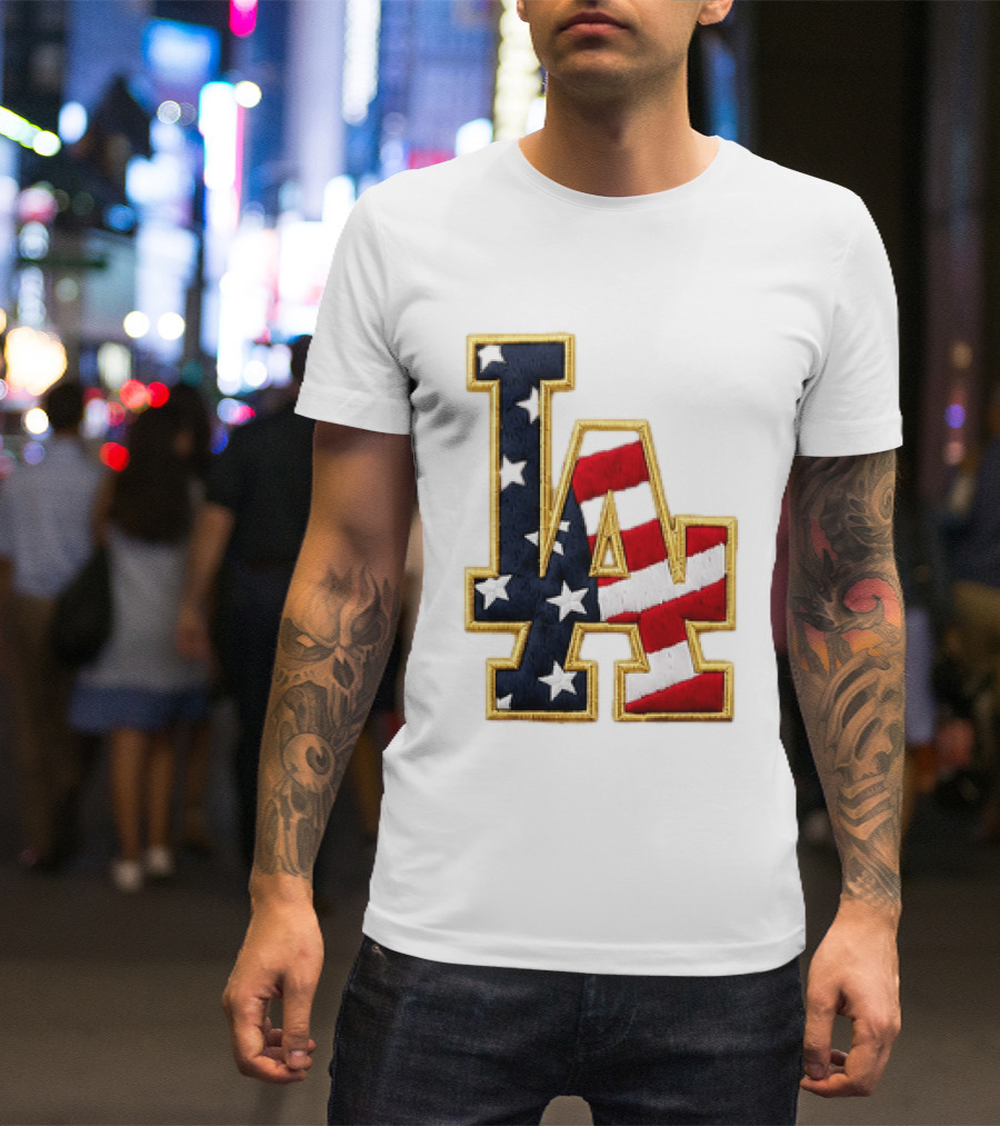 2026 Dodgers 4th Of July LA Stars Stripes T-Shirt