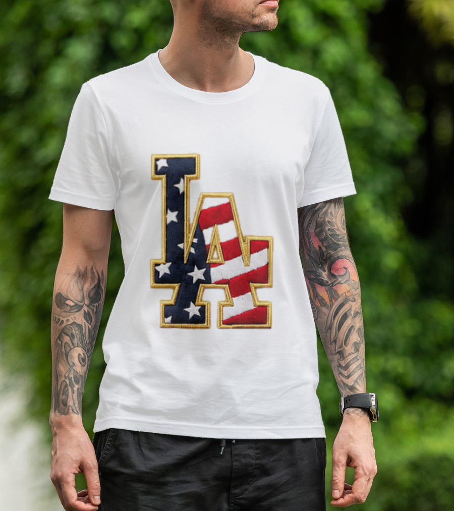 2026 Dodgers 4th Of July LA Stars Stripes T-Shirt
