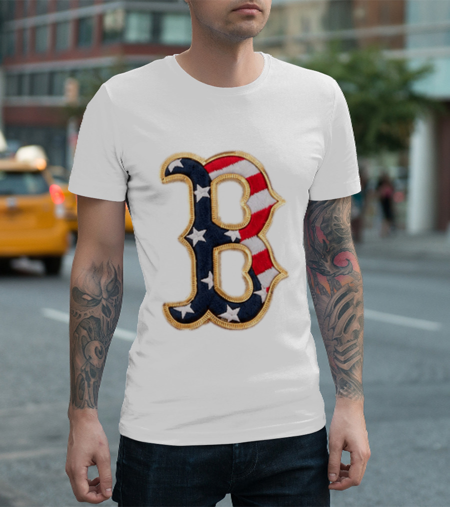 2026 Red Sox Patriotic Stars And Stripes B Logo MLB Fourth Of July T-Shirt