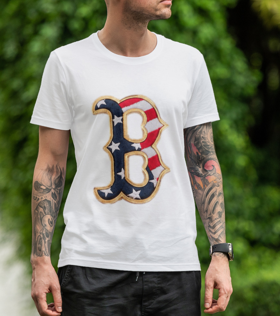 2026 Red Sox Patriotic Stars And Stripes B Logo MLB Fourth Of July T-Shirt
