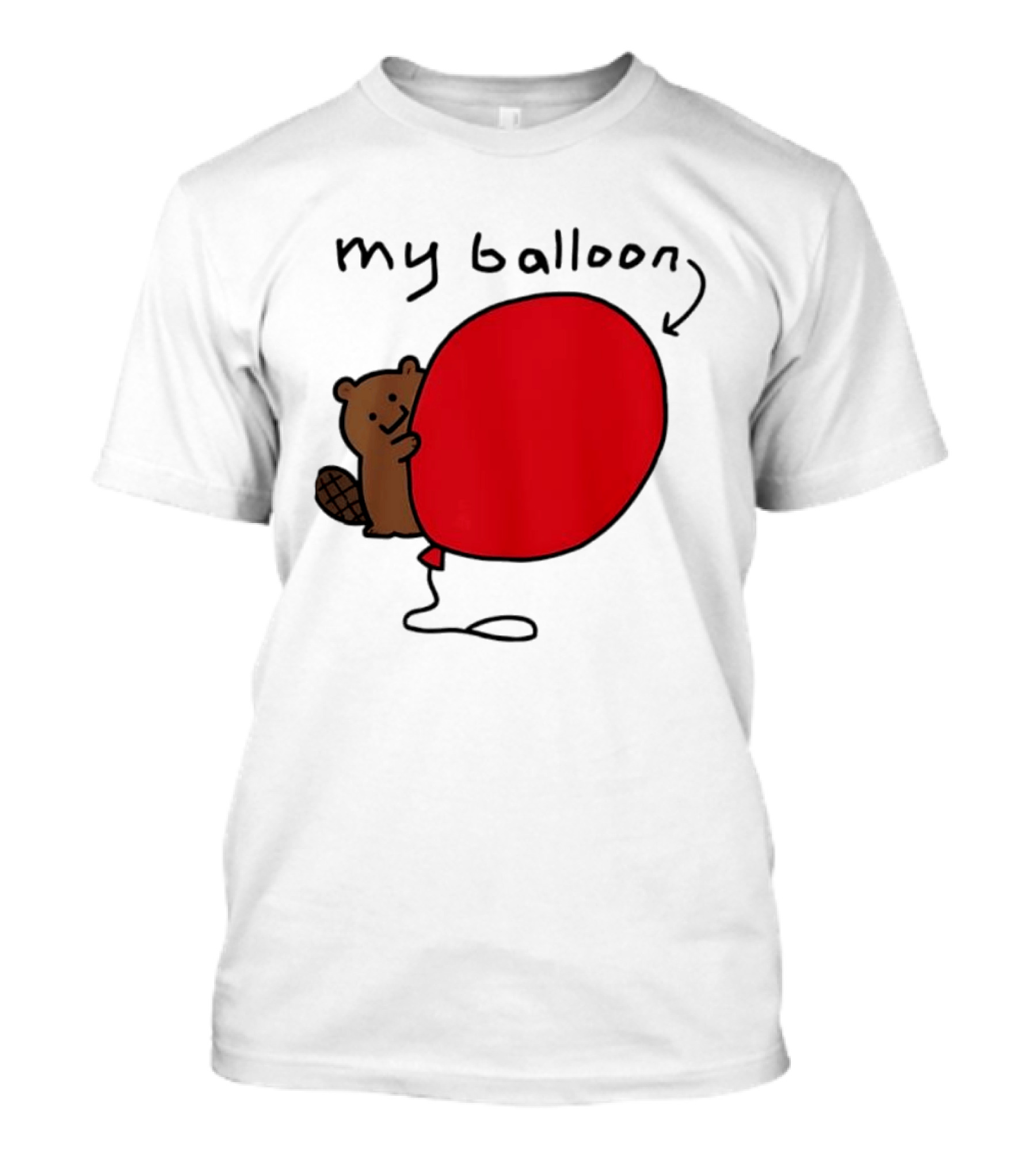 Beaver My Balloon Cartoon Animal Drawing T-Shirt