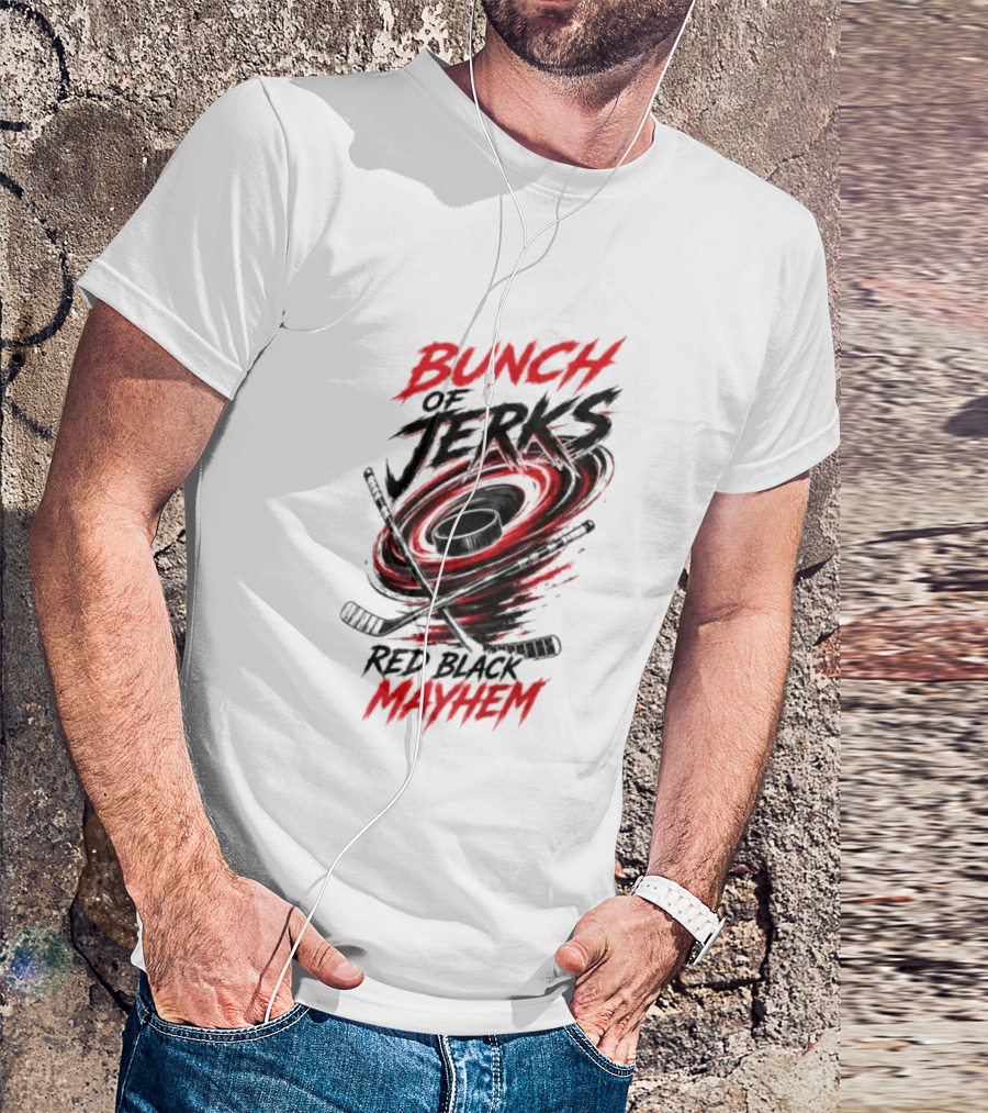 Bunch Of Jerks Red Black Mayhem Hockey T-Shirt