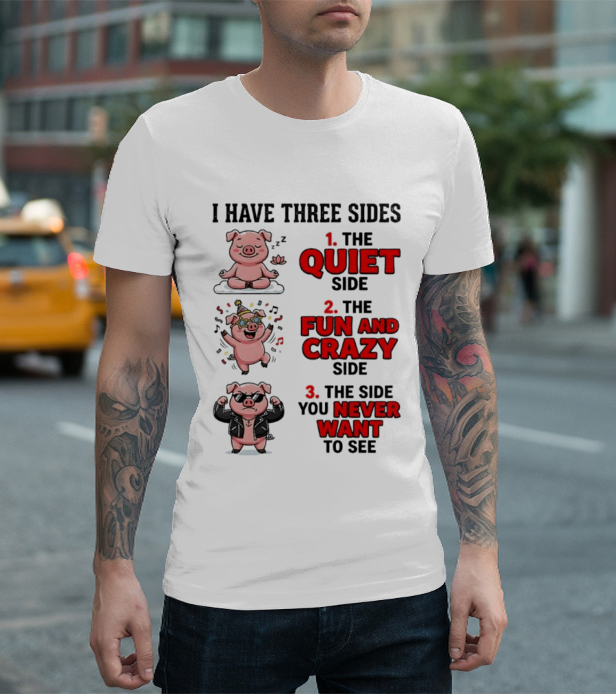 Pig I Have Three Sides Quiet Fun Crazy Never Want To See T-Shirt