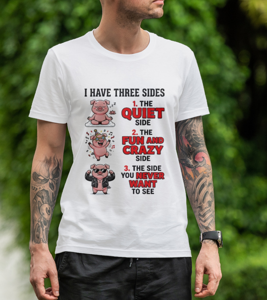 Pig I Have Three Sides Quiet Fun Crazy Never Want To See T-Shirt