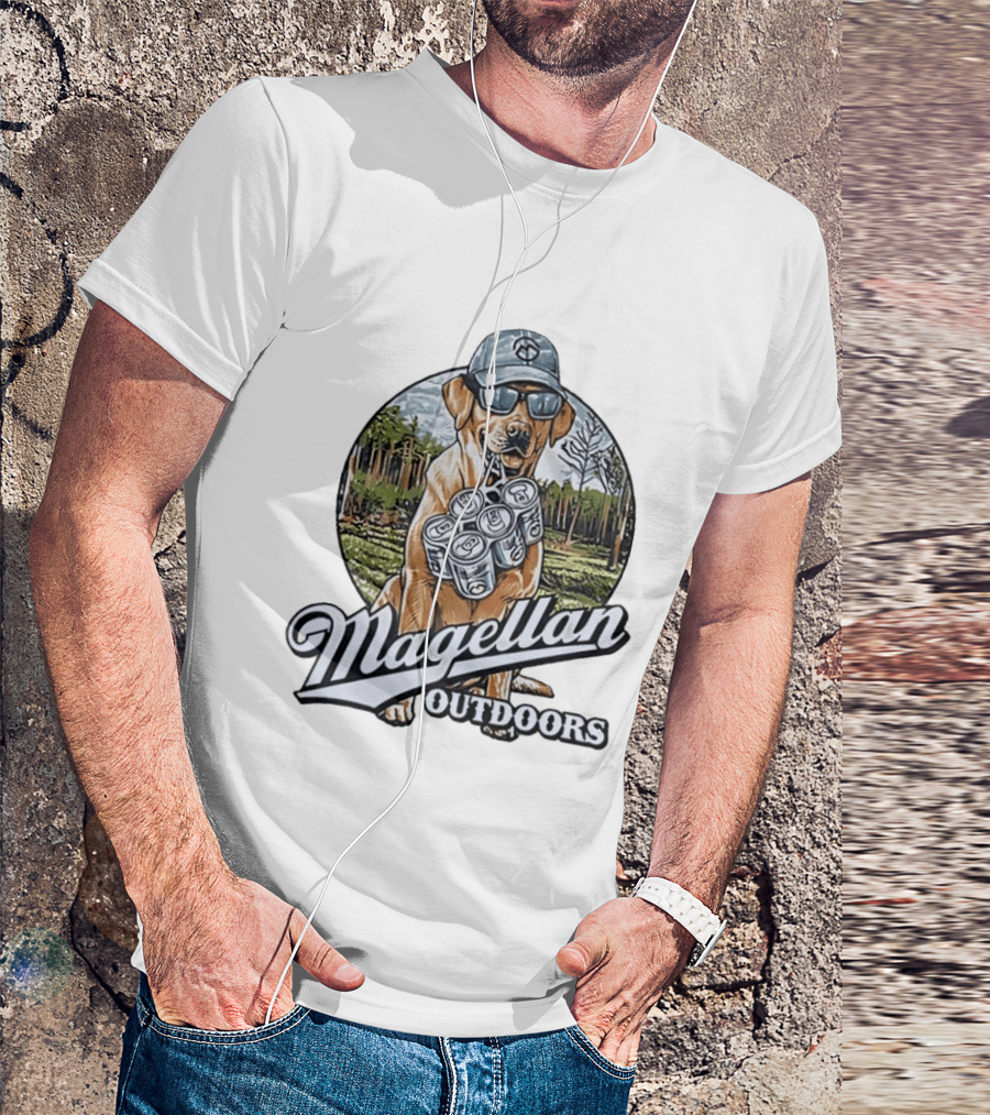 Magellan Outdoors Labrador Retriever With Six Pack In Forest Scene T-Shirt