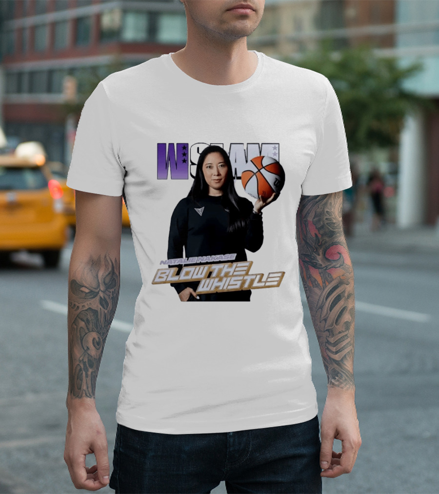 WSLAM Natalie Nakase Blow The Whistle Las Vegas Aces Basketball T-Shirt