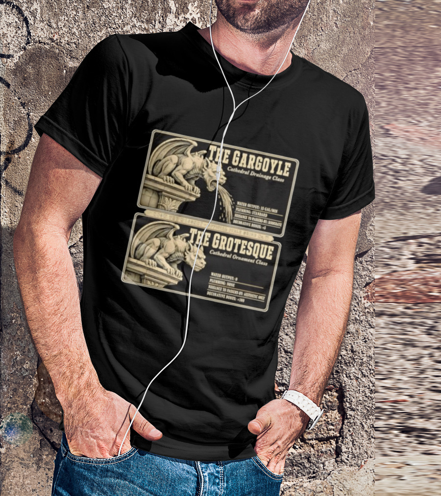 The Gargoyle And Grotesque Cathedral Drainage Ornament Guide Know Thy Masonry Stone Statue T-Shirt