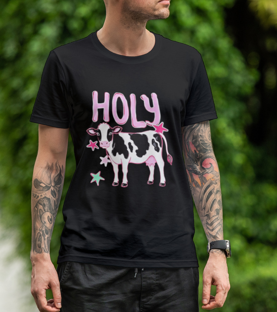 Holy Cow Pink Stars Farm Animal Lovers T-Shirt