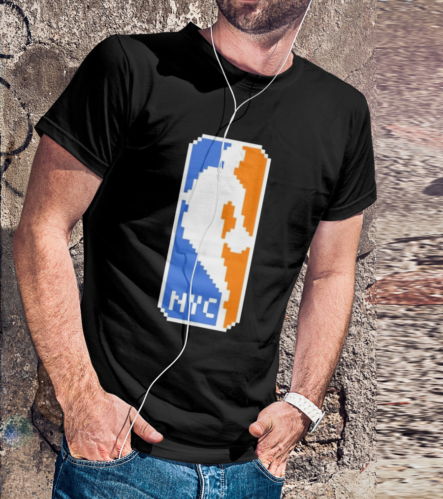 NYC NBA Pixel Logo Basketball T-Shirt