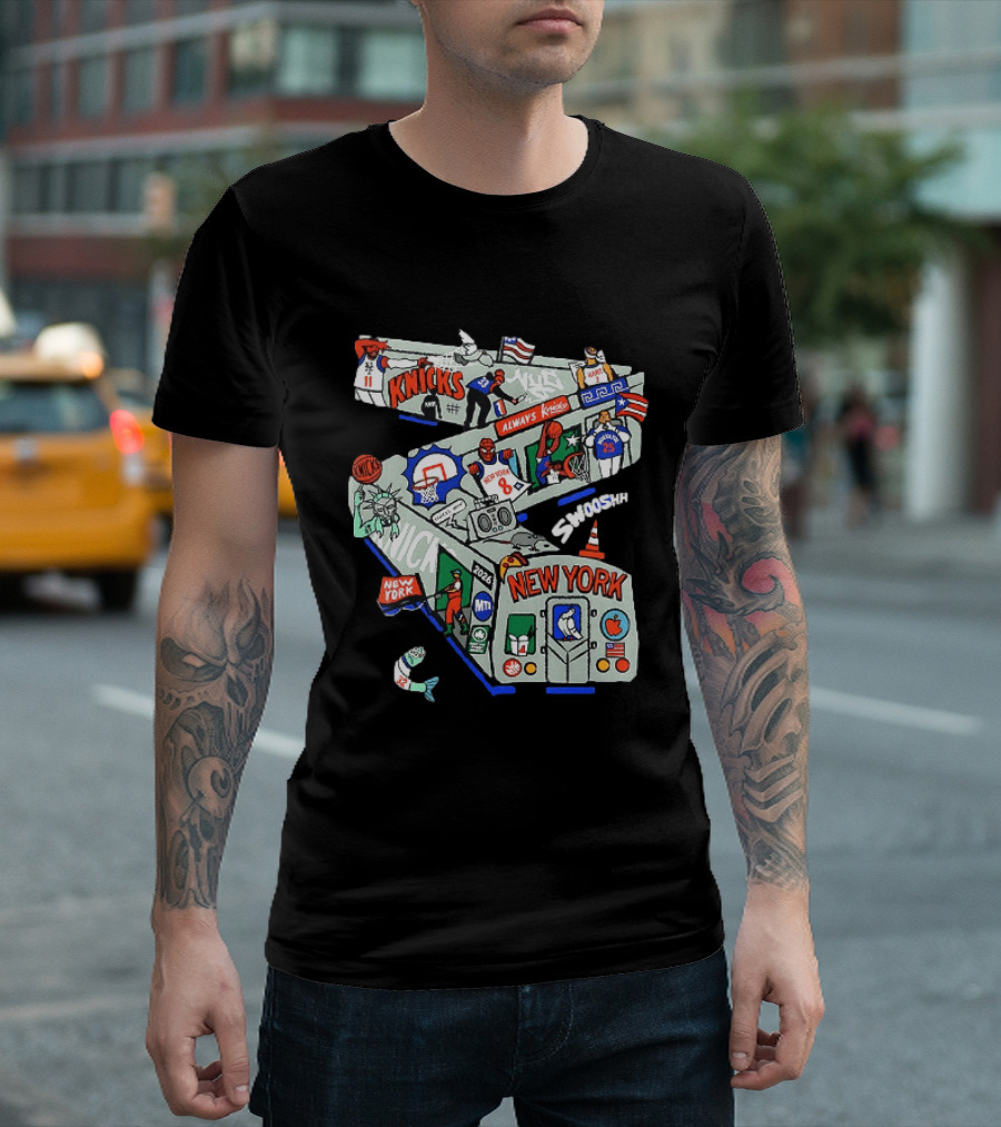 Knicks New York 2026 Jalen Brunson Josh Hart Spider Man Always Knicks Swooshh T-Shirt