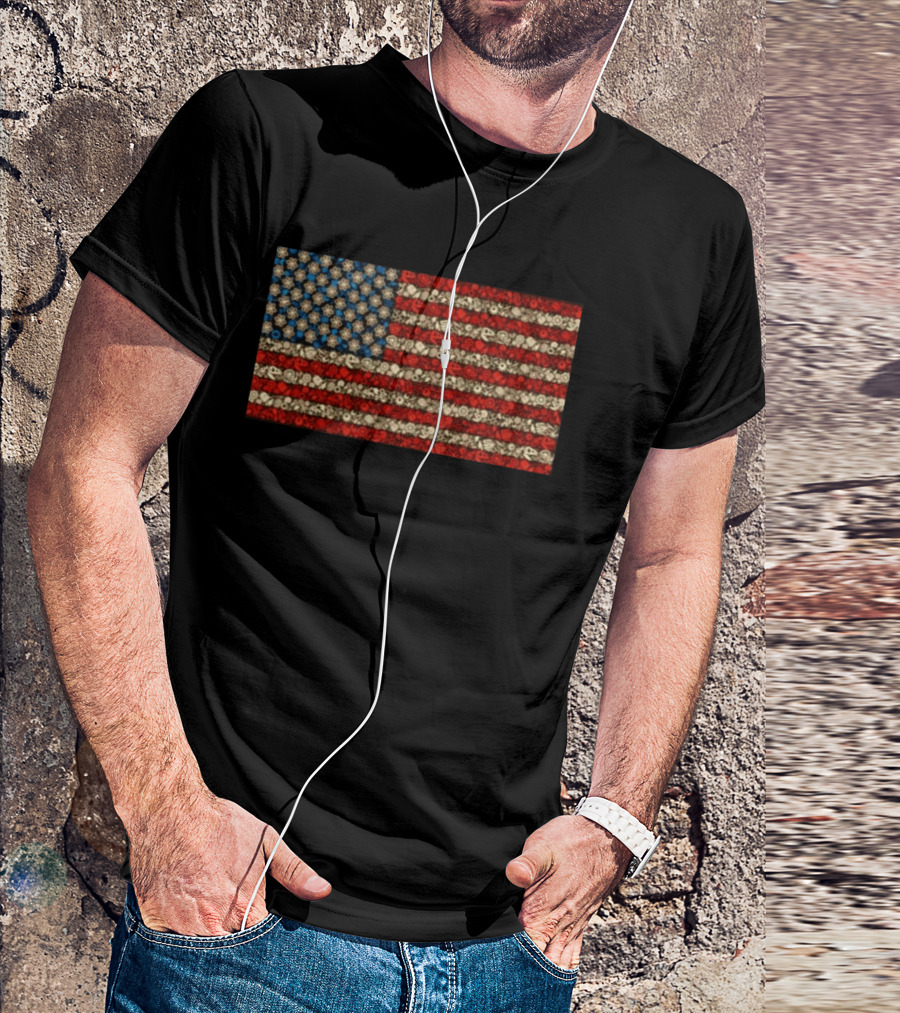 Science And Math American Flag With Molecular Structures And Atom T-Shirt