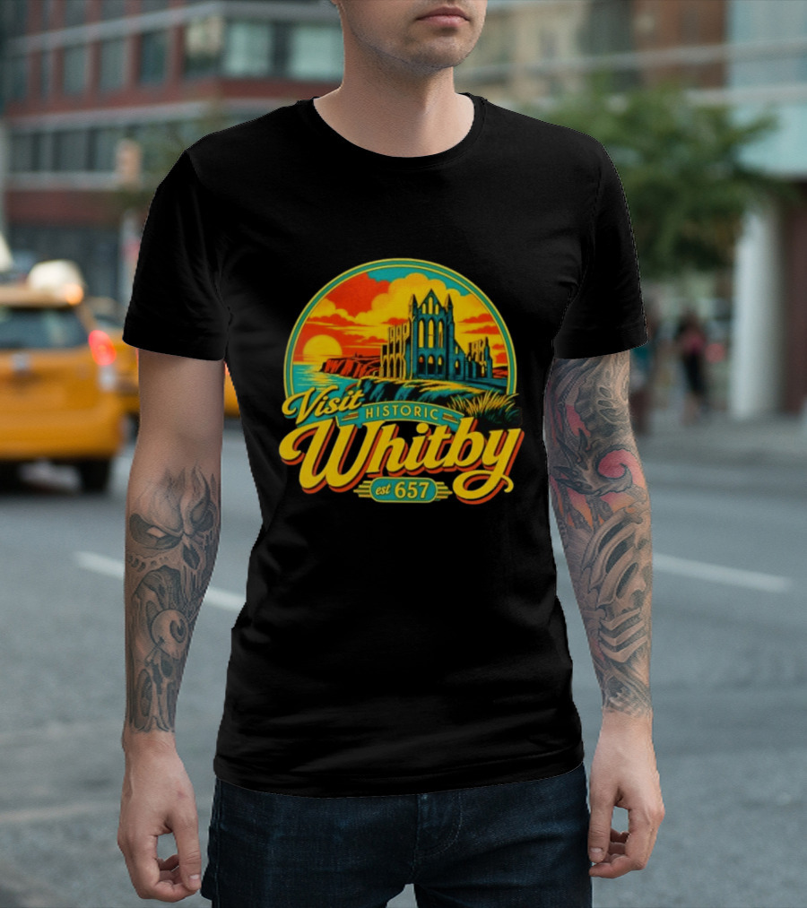 Visit Historic Whitby Abbey North Yorkshire England Est 657 T-Shirt
