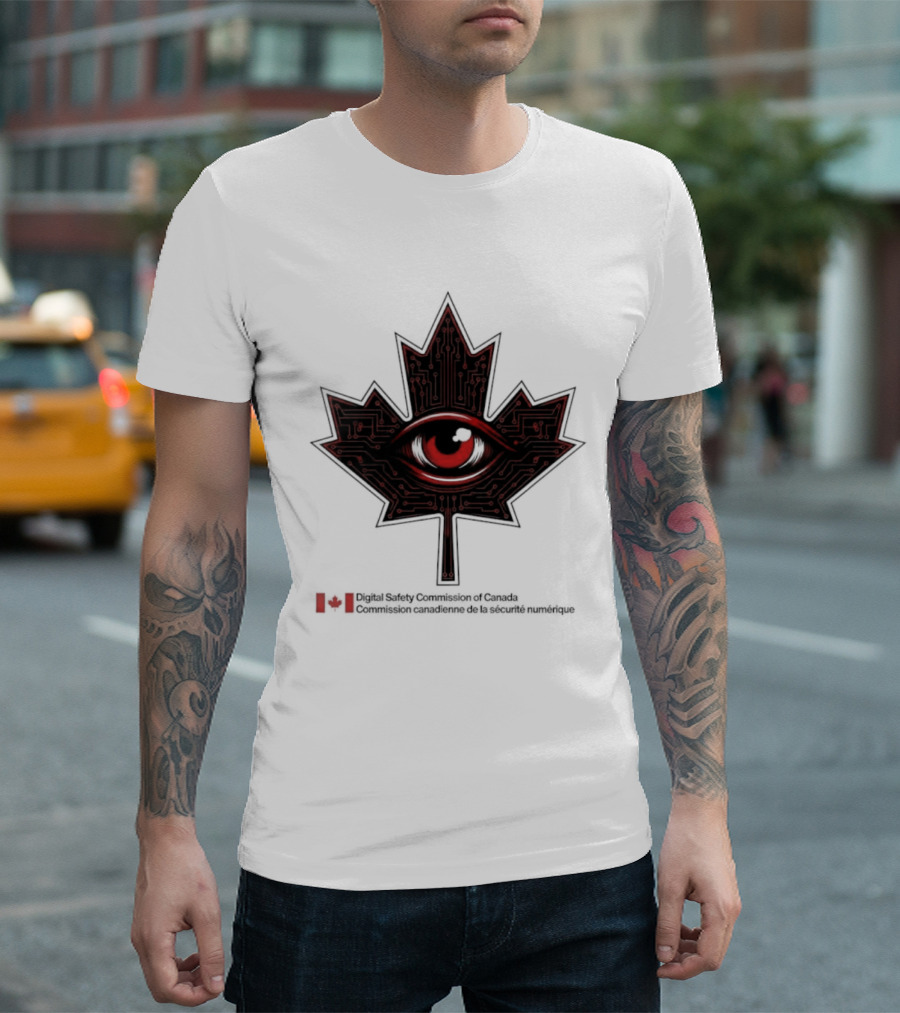 Digital Safety Commission Of Canada Maple Leaf Eye Circuitry T-Shirt