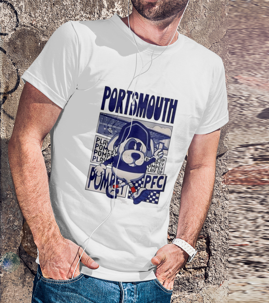 Portsmouth Football Club Play Up Pompey PFC Stadium Cartoon T-Shirt