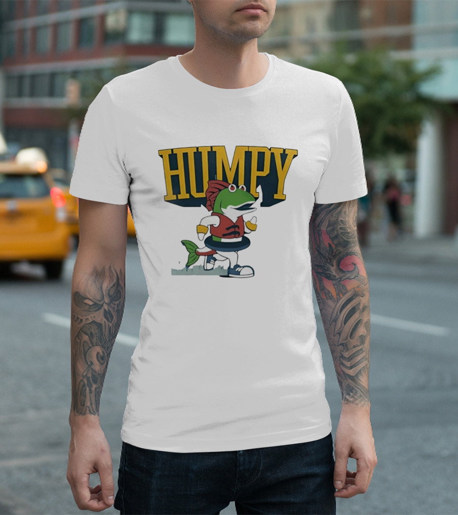 Humpy Running Fish With Life Vest Tube Humor T-Shirt