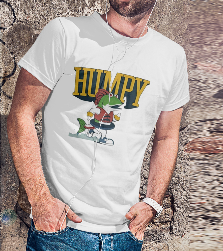 Humpy Running Fish With Life Vest Tube Humor T-Shirt