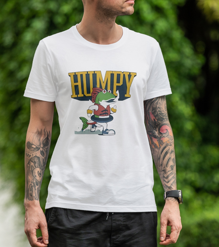 Humpy Running Fish With Life Vest Tube Humor T-Shirt