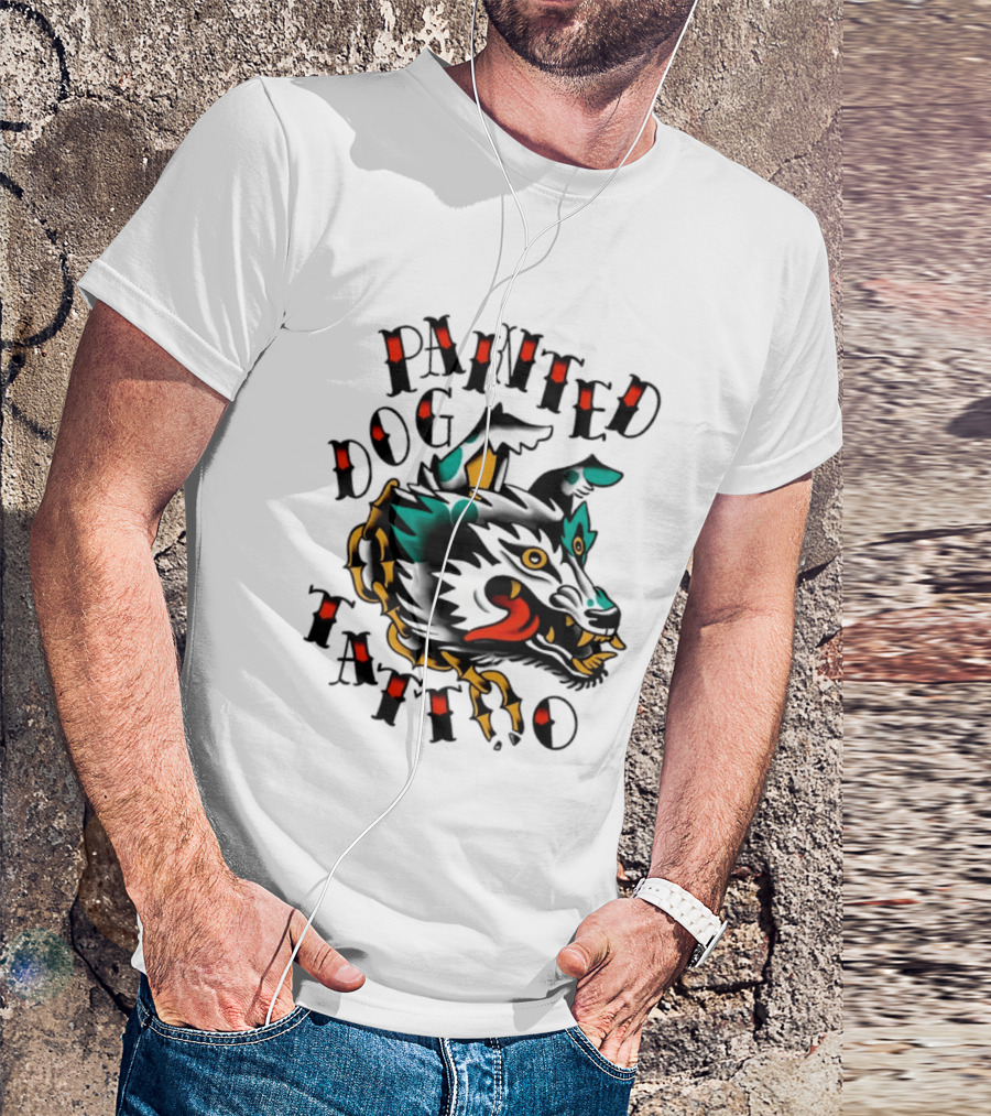 Painted Dog Tattoo Wild Canine Drawing T-Shirt