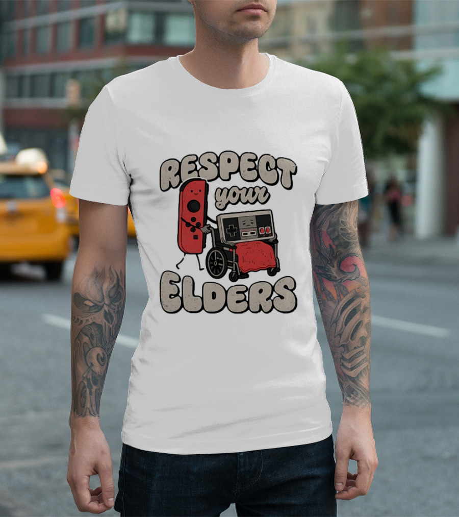 Respect Your Elders NES Controller Switch Gamer Humor T-Shirt