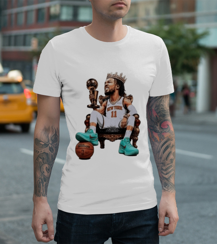 Jalen Brunson New York Crown Trophy Basketball Wilson T-Shirt