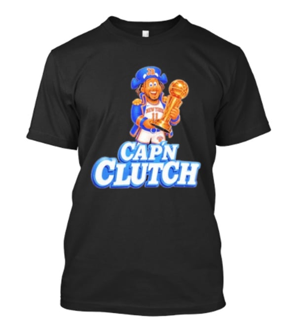Cap'n Clutch Jalen Brunson New York Knicks Trophy Celebration T-Shirt