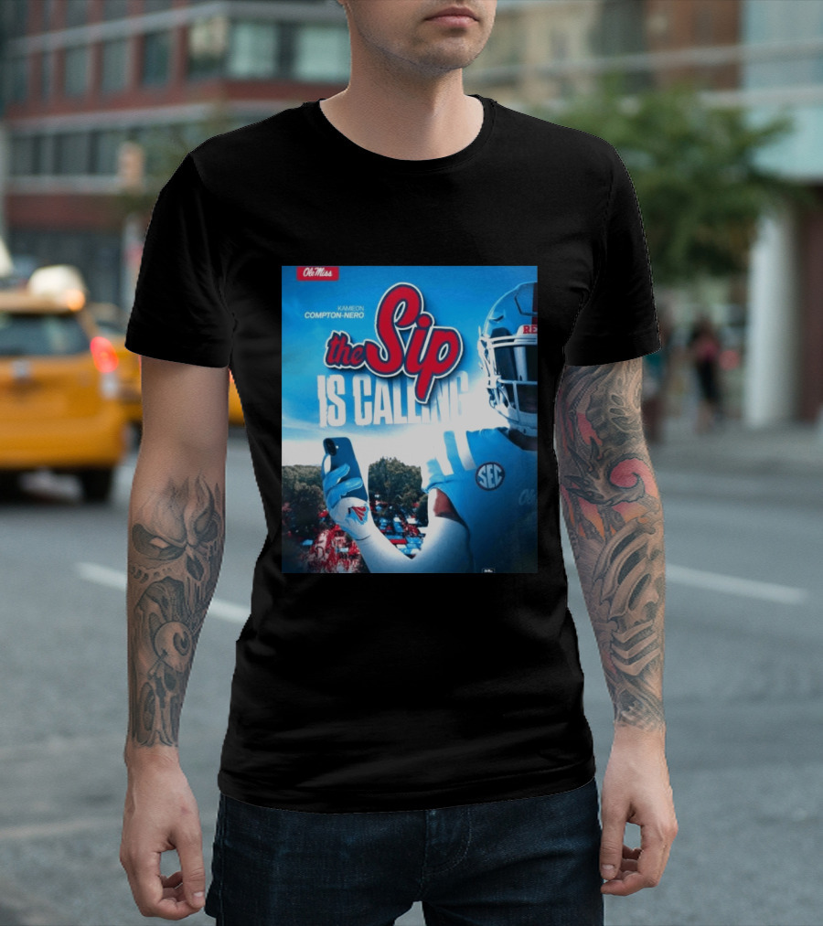 Ole Miss Rebels The Sip Is Calling Kamieon Compton Nero T-Shirt