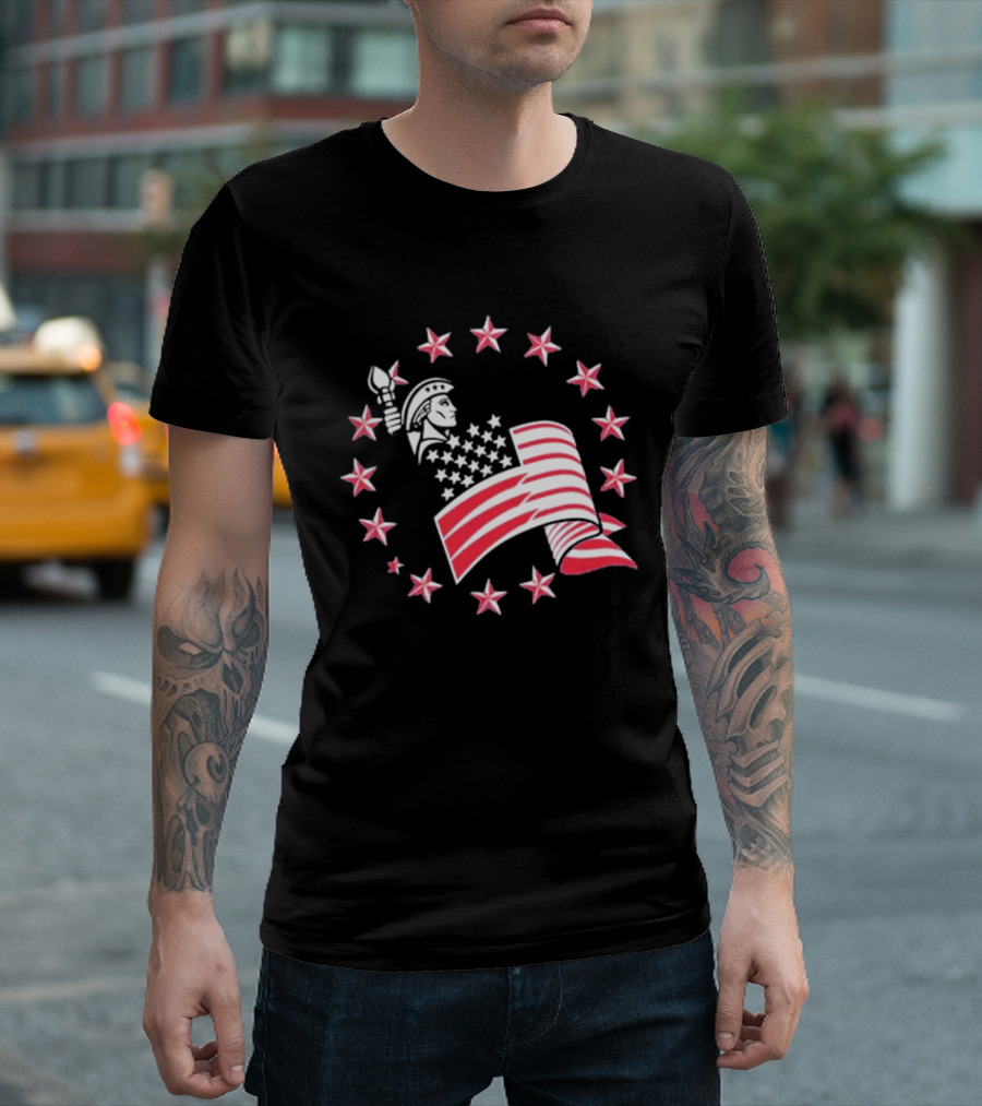 Patriotic Lady Liberty American Flag Stars USA Pride T-Shirt