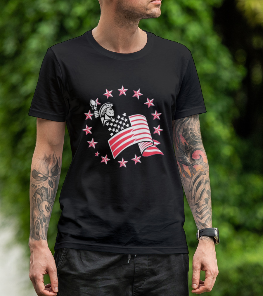 Patriotic Lady Liberty American Flag Stars USA Pride T-Shirt