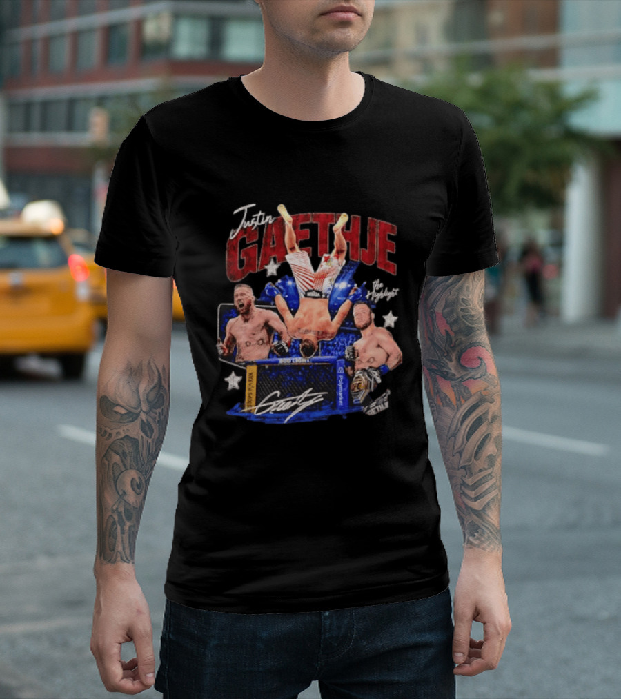Justin Gaethje The Highlight UFC Mixed Martial Arts Fighter Athlete Action Inside Octagon T-Shirt