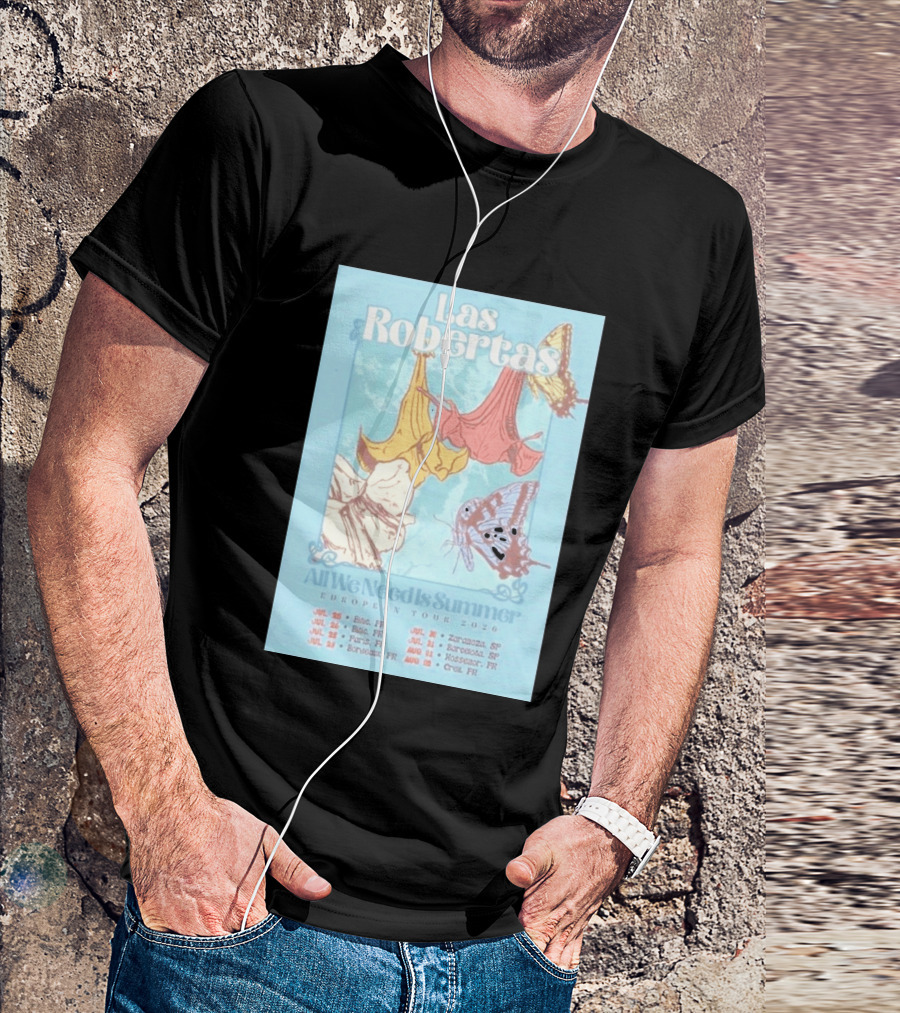 Las Robertas All We Need Is Summer European Tour 2026 Butterfly Floral T-Shirt