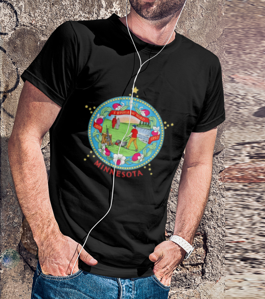 Minnesota Seal L'Etoile Du Nord 1858 1819 1893 Humorous Lawn Care Satire T-Shirt
