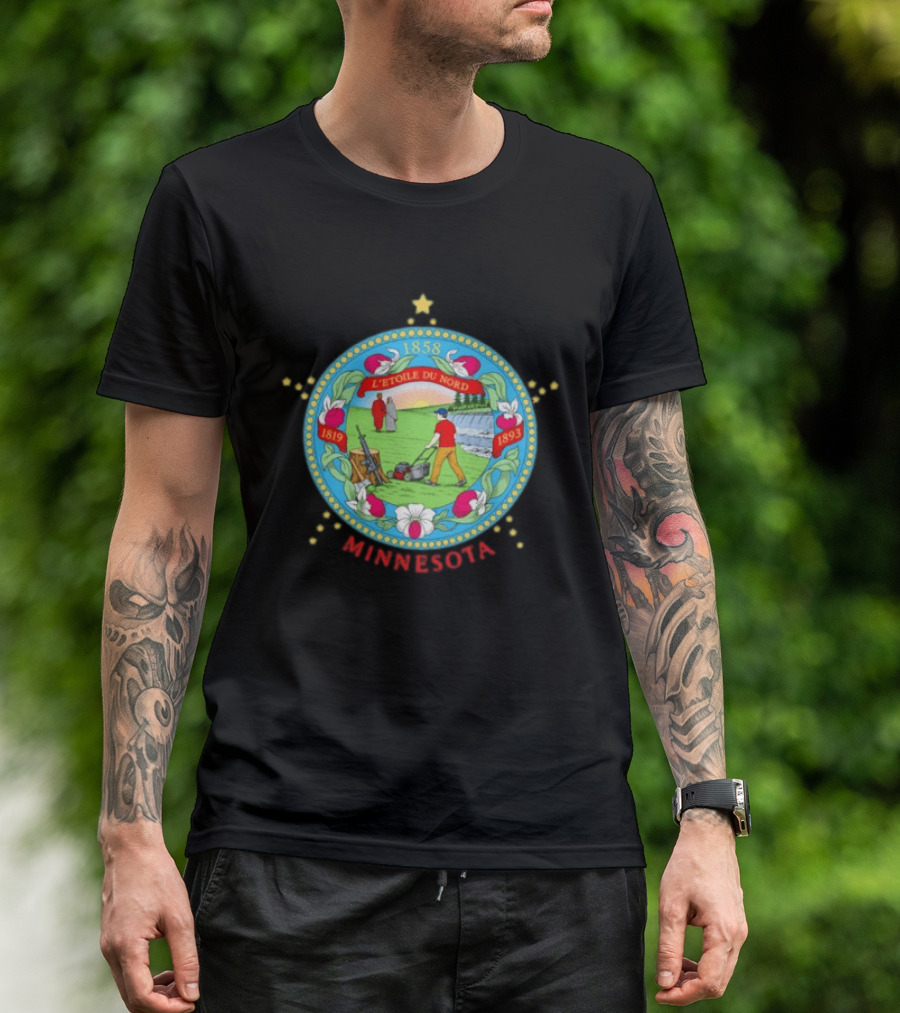 Minnesota Seal L'Etoile Du Nord 1858 1819 1893 Humorous Lawn Care Satire T-Shirt