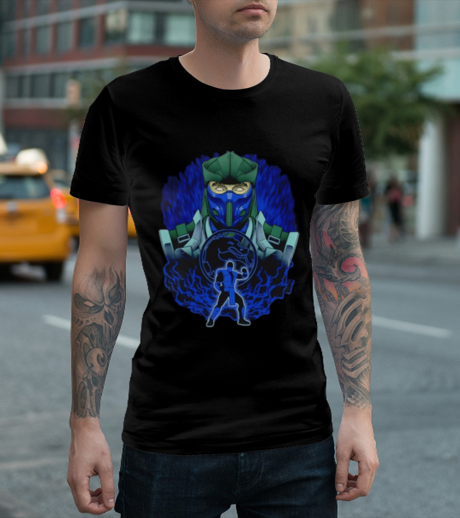 Sub Zero Mortal Kombat Dragon Icy Blue Energy Battle Action Game Iconic Arcade Fighter T-Shirt