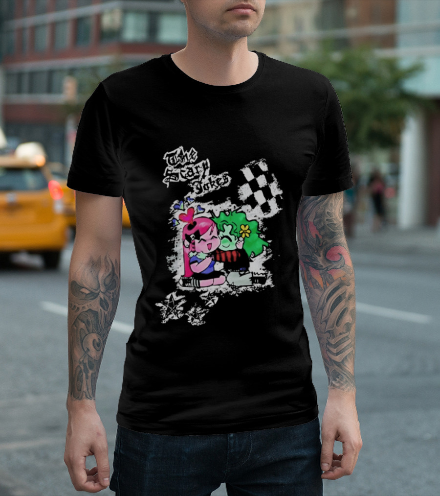 The Scary Jokes Checkered Pattern With Colorful Characters T-Shirt
