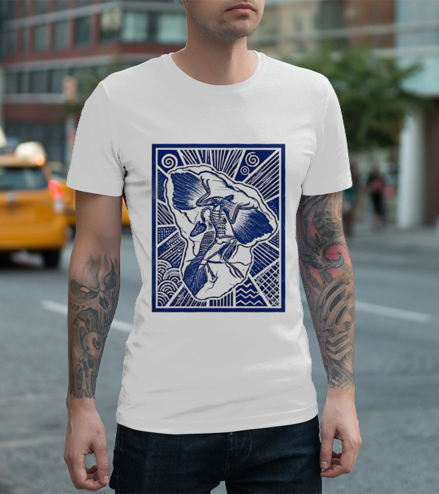 Archaeopteryx Fossil Linocut Prehistoric Bird Paleontology Biology T-Shirt